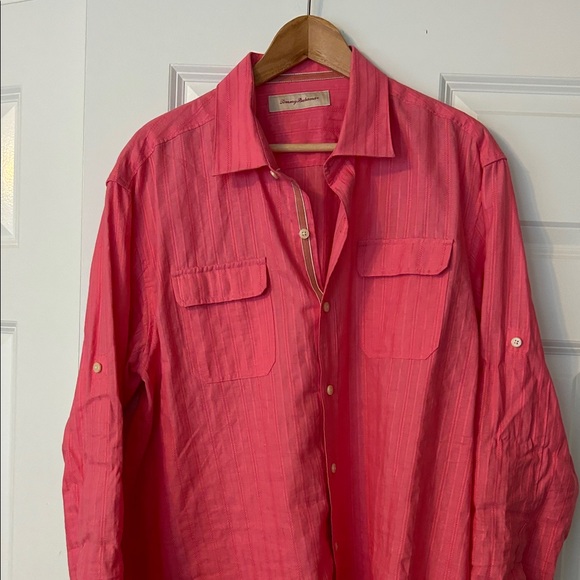 Tommy Bahama Other - EUC! Tommy Bahama coral linen Button-Up Shirt. Large.